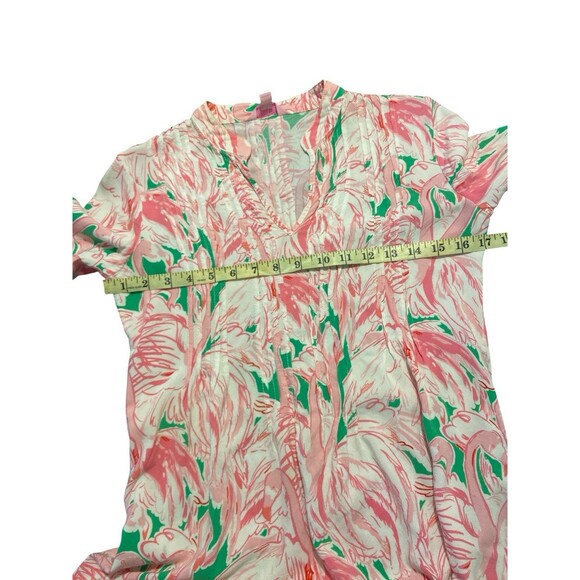 Lilly Pulitzer Woman’s Top Tunic Flamingo Sarasota Pintuck Sz XS 3/4 Sleeve Pink - Picture 4 of 7